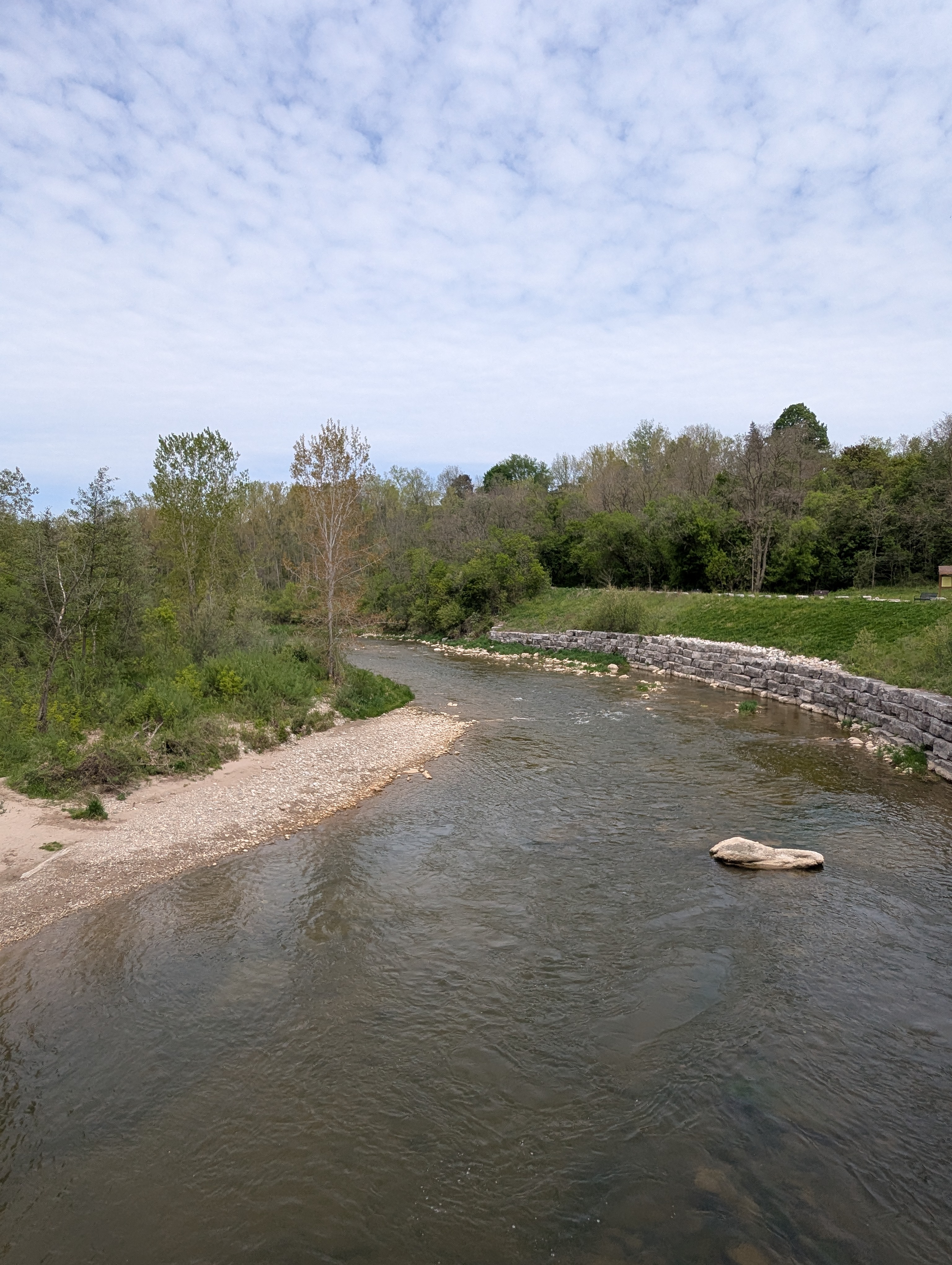 The Grand River winding through Paris, Ontario